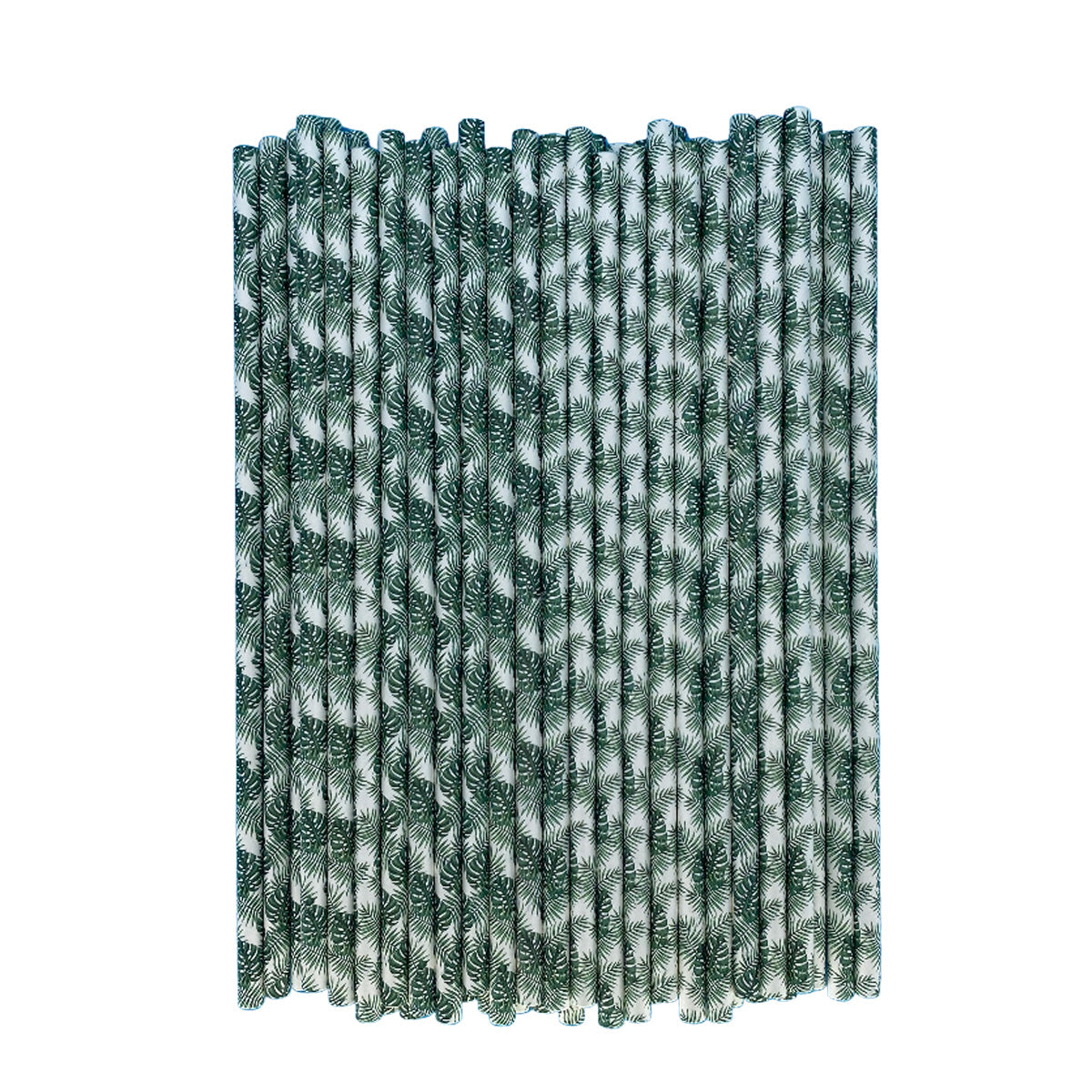 6*197mm Green Bull Straw - Leafy Elegance: Eco-Friendly Paper Straw Ensemble a 100 Pieces