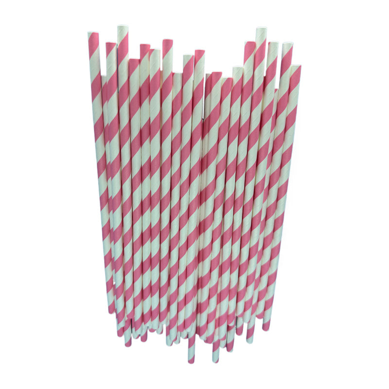 6*197mm Green Bull Straw - Radiant Scarlet Bliss: Eco-Friendly Light Red Streak Paper Straw Set a Pack of 100