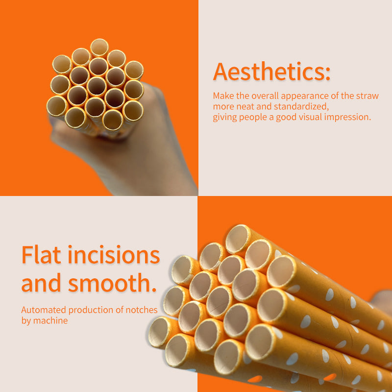 6*197mm Green Bull Straw - Sunny Delight: Eco-Friendly Orange and White Dots Paper Straw Set (Pack of 100)