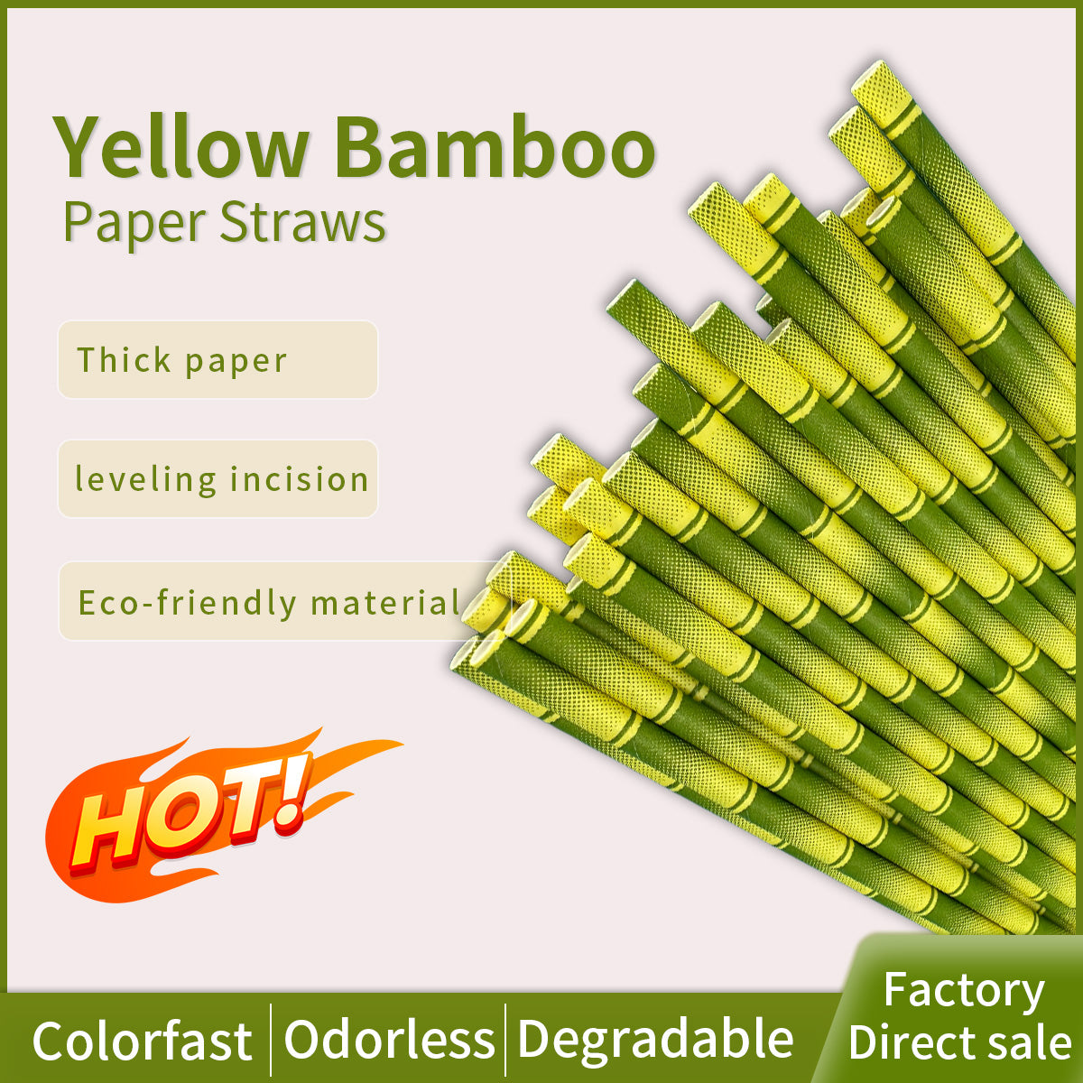 Restaurant Supply Straws With Yellow Bamboo Straws Wholesale Thin Straws Bulk 100 Pieces