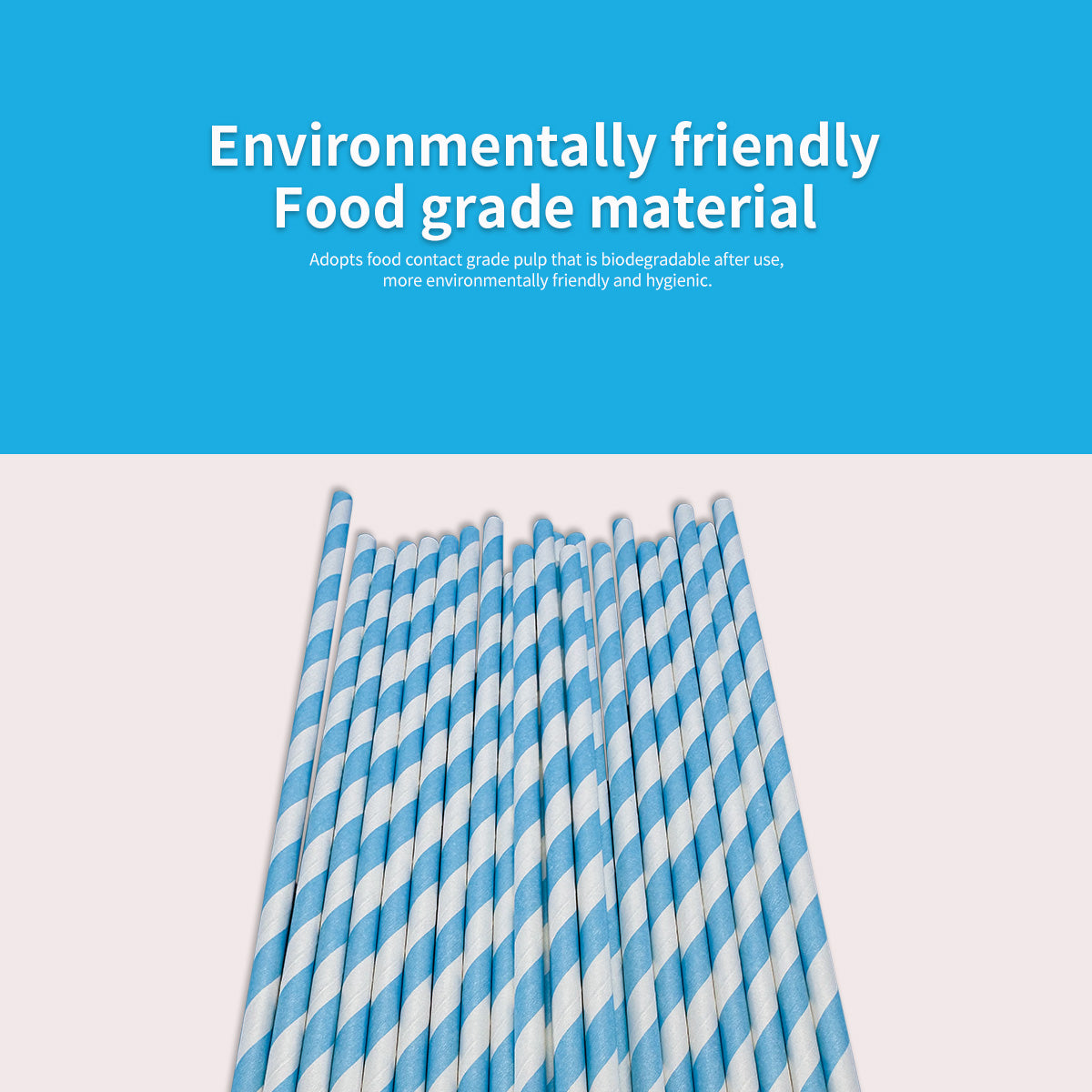 6*197mm Green Bull Straw - Skyline Serenity: Eco-Friendly Light Blue Paper Straw Set Pack of 100
