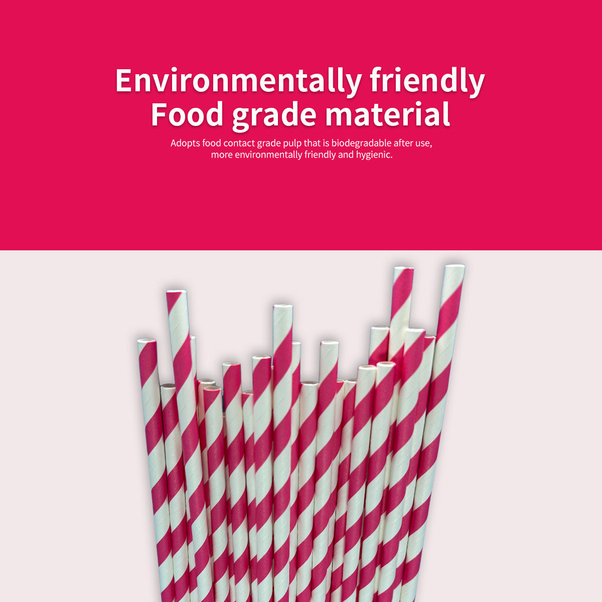 Disposable Straws Wholesale With Rose & White Striped Paper Straw Set a Pack of 100