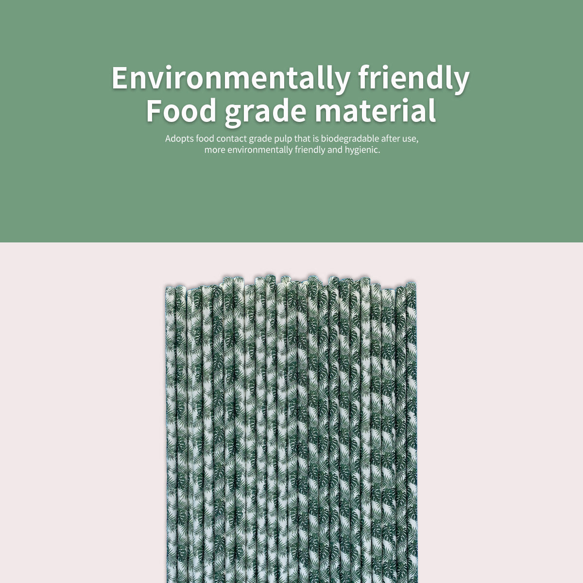 6*197mm Green Bull Straw - Leafy Elegance: Eco-Friendly Paper Straw Ensemble a 100 Pieces