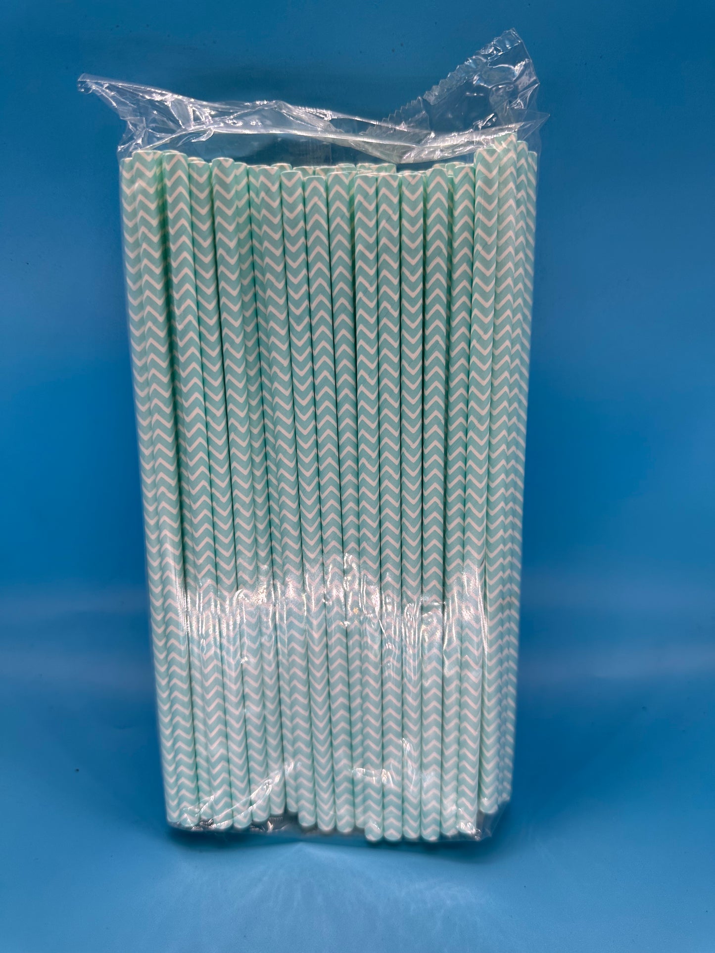 6*197mm Green Bull Straw - Ocean Breeze Elegance: Eco-Friendly Light Blue Wave Paper Straw Set Pack of 100