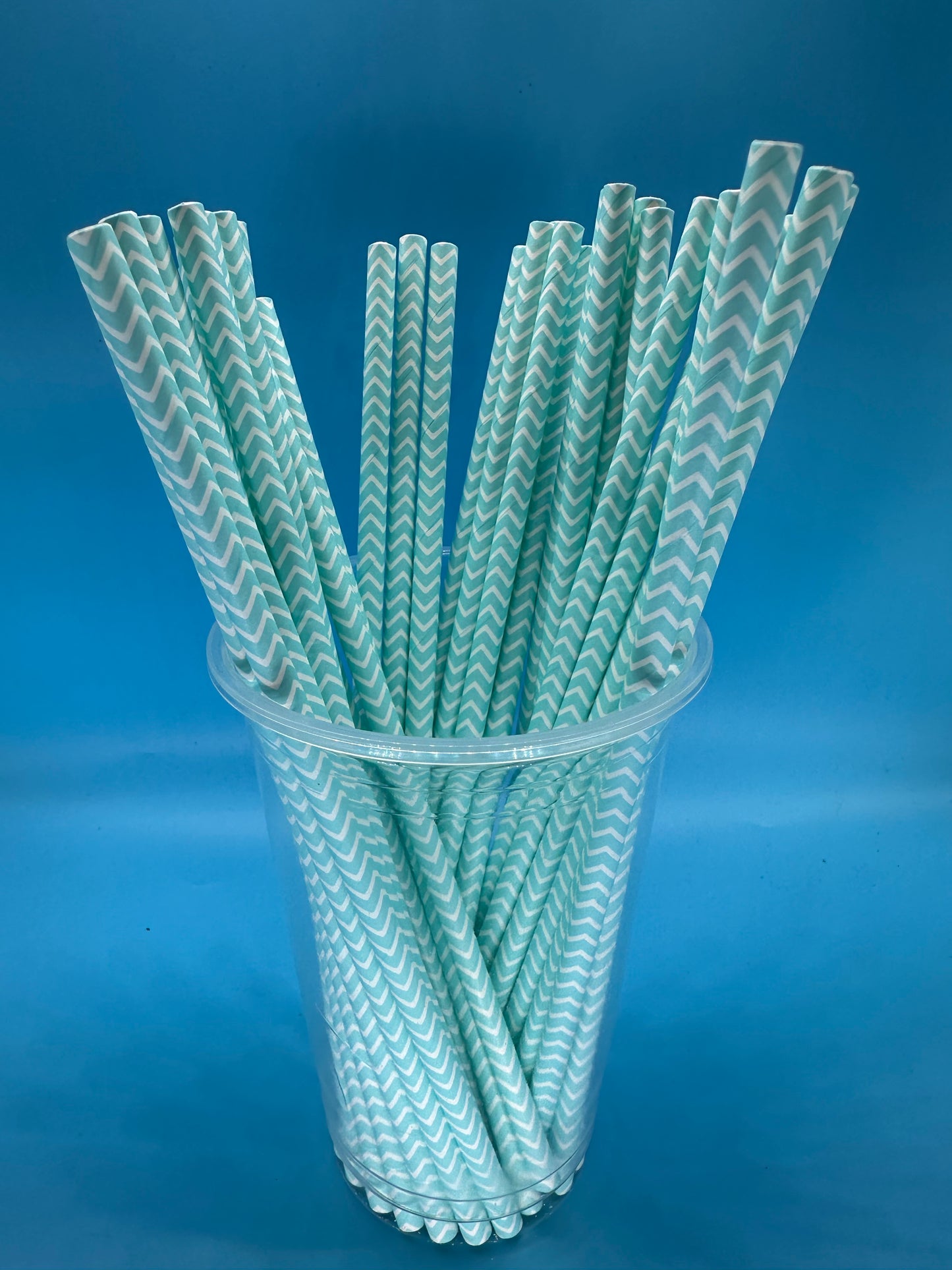 6*197mm Green Bull Straw - Ocean Breeze Elegance: Eco-Friendly Light Blue Wave Paper Straw Set Pack of 100