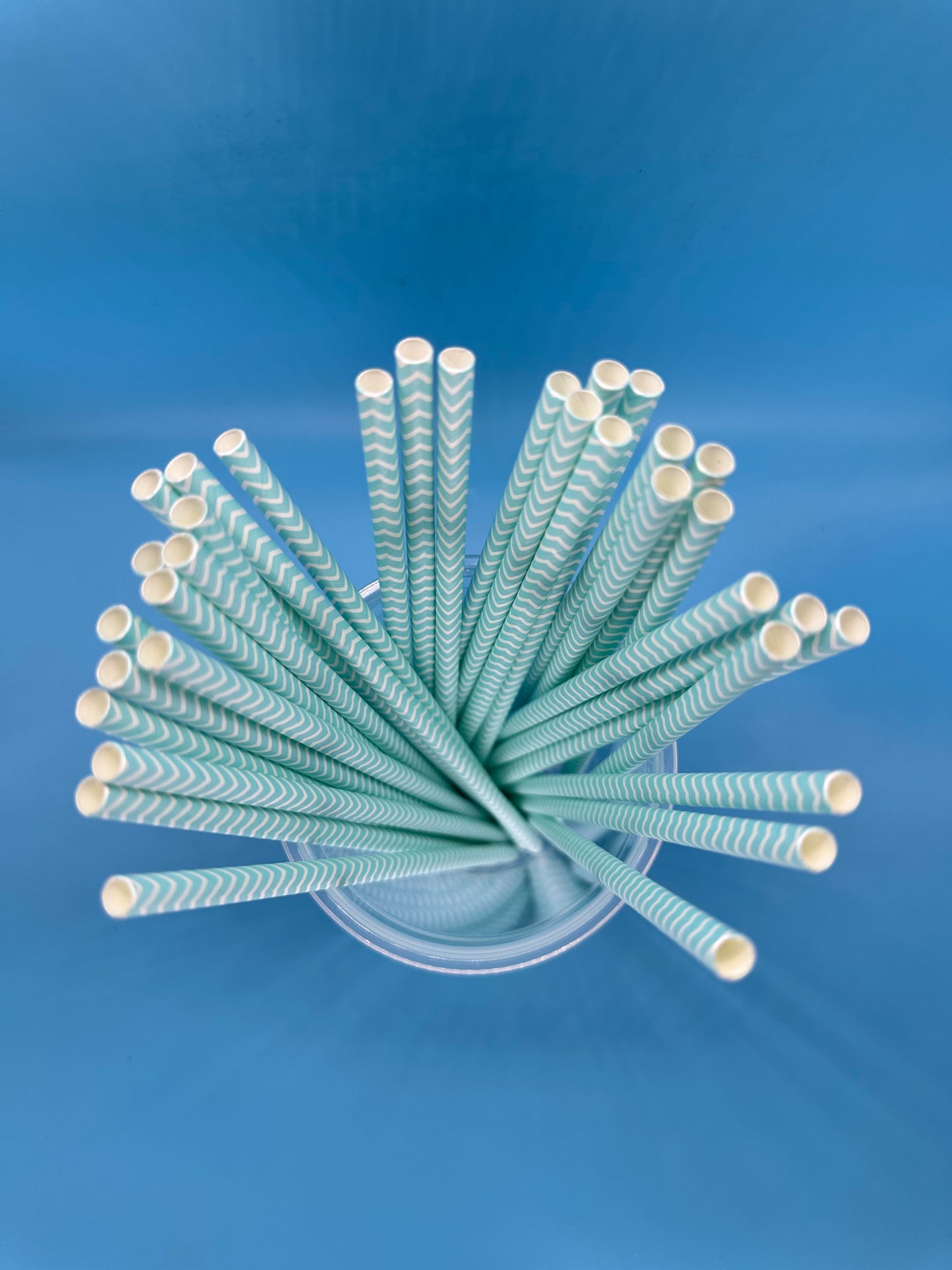 6*197mm Green Bull Straw - Ocean Breeze Elegance: Eco-Friendly Light Blue Wave Paper Straw Set Pack of 100