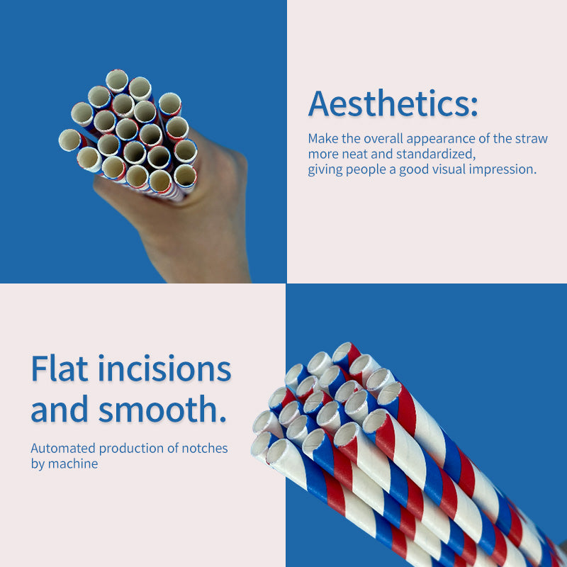 6*197mm Green Bull Straw - Vibrant Harmony: 100-Pack Eco-Friendly Blue and Red Streak Paper Straw Set