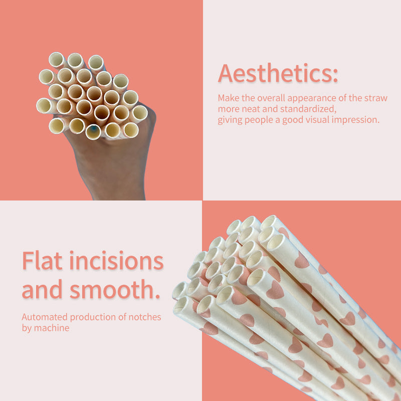 6*197mm Green Bull Straw - Love in Bloom: Eco-Friendly Pink Heart Paper Straw Set a Pack of 100
