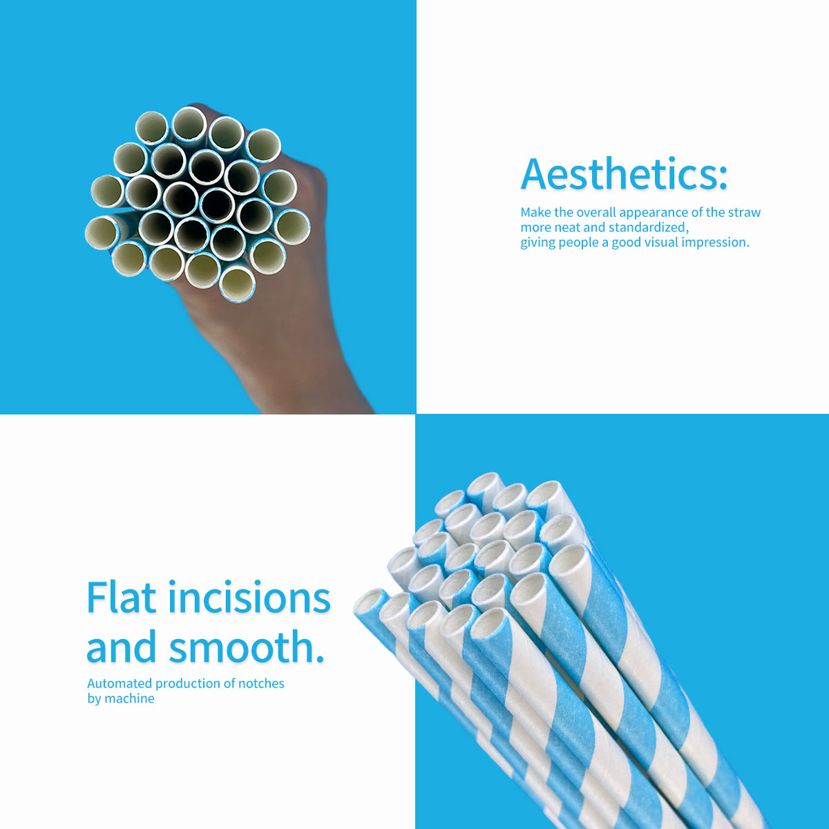6*197mm Green Bull Straw - Skyline Serenity: Eco-Friendly Light Blue Paper Straw Set Pack of 100