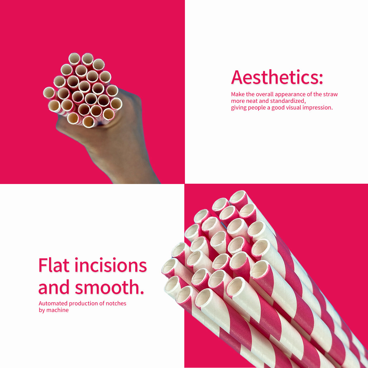 Disposable Straws Wholesale With Rose & White Striped Paper Straw Set a Pack of 100