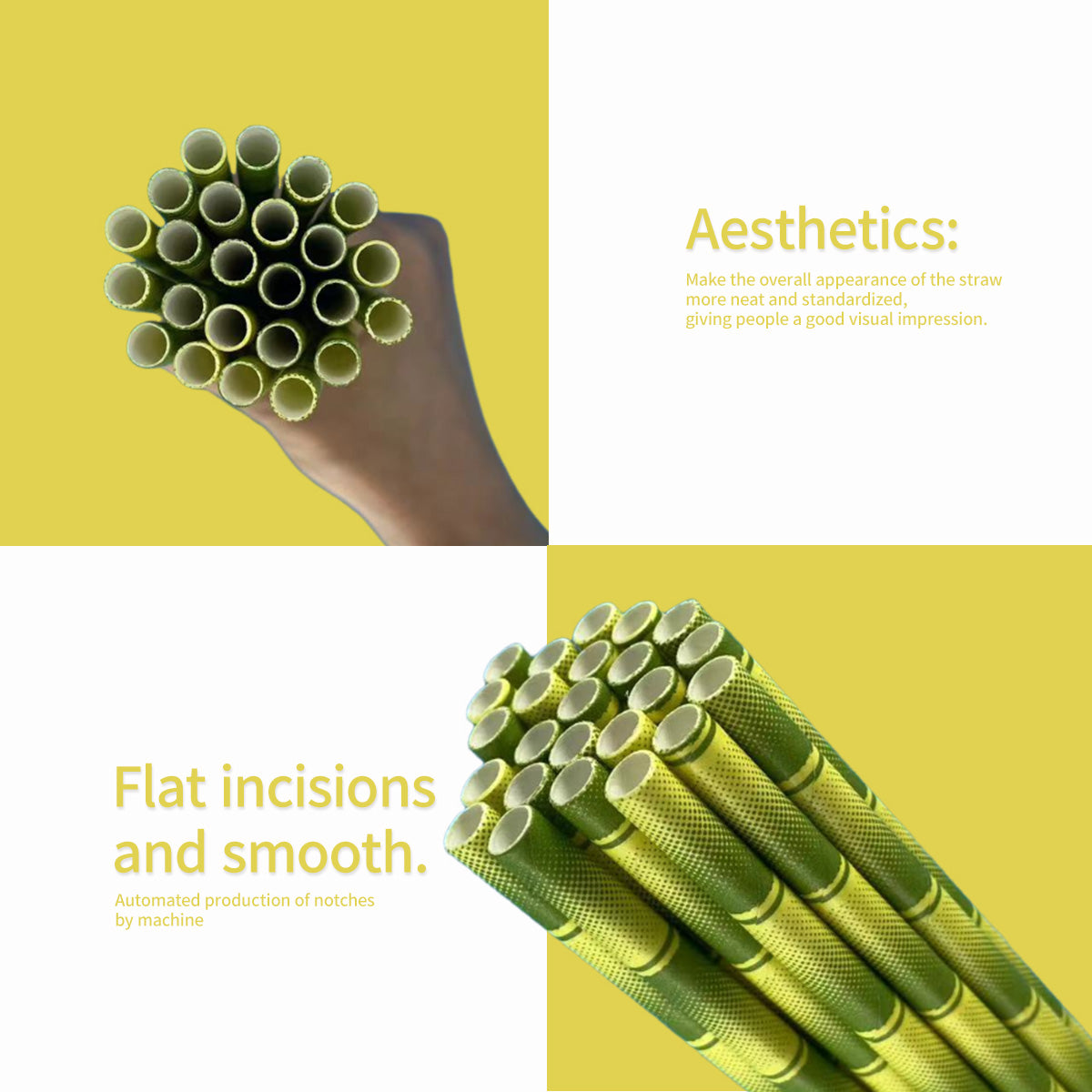 Restaurant Supply Straws With Yellow Bamboo Straws Wholesale Thin Straws Bulk 100 Pieces