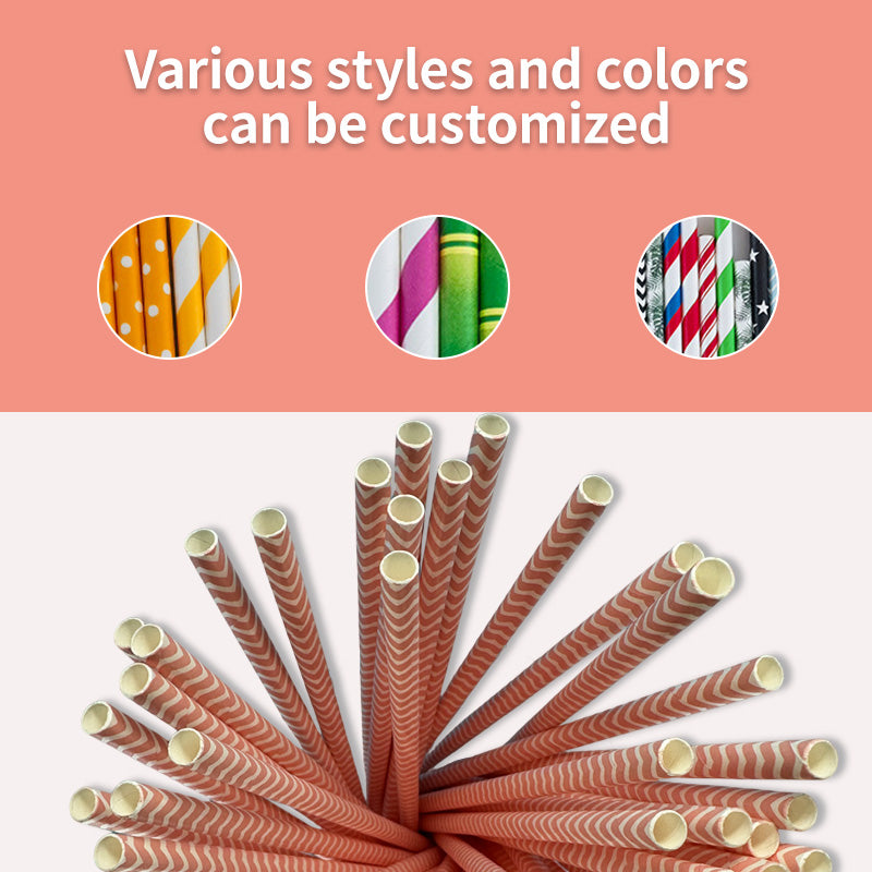 6*197mm Green Bull Straw - Pretty in Pink: Eco-Friendly Pink Wave Paper Straw Set a Pack of 100