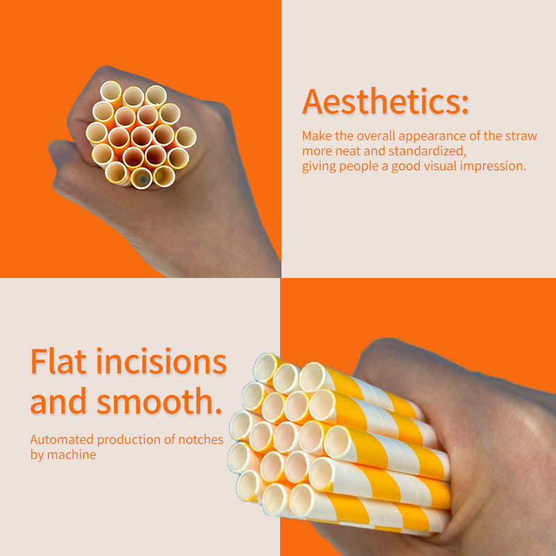 6*197mm Green Bull Straw - Sunset Radiance: Eco-Friendly Orange Streak Paper Straw Set a Pack of 100