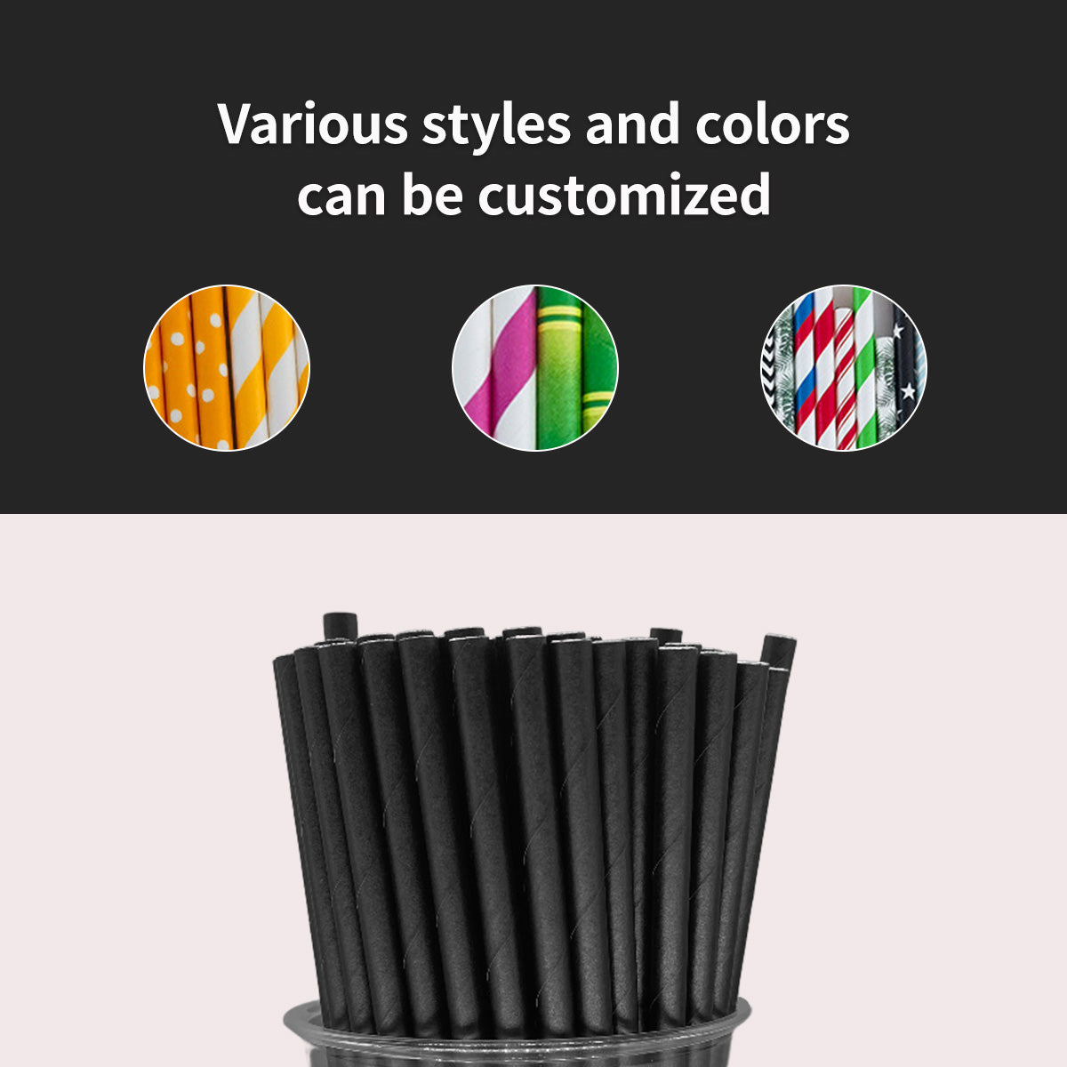 6*197mm Green Bull Straw - Eco-Chic Elegance: 100-Pack of Black Paper Straws for Stylish and Sustainable Sipping