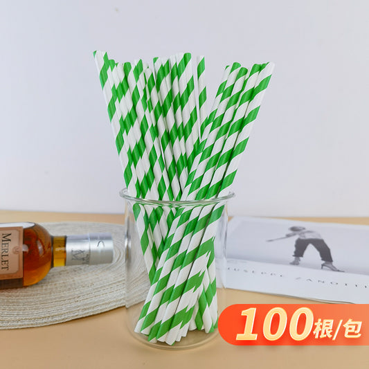 Green Bull Straw - Green Whispers: Eco-Friendly Paper Straw Ensemble Set of 100