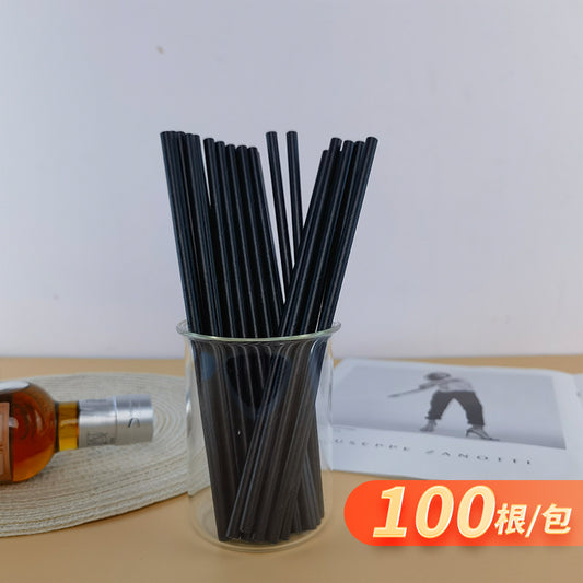 Green Bull Straw - Eco-Chic Elegance: 100-Pack of Black Paper Straws for Stylish and Sustainable Sipping