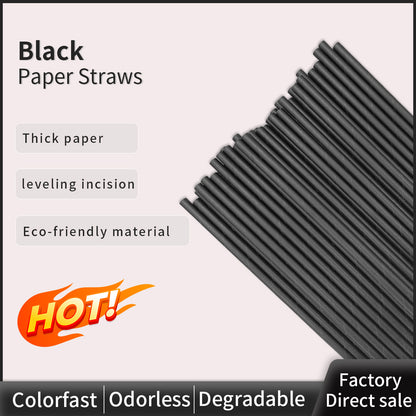 6*197mm Green Bull Straw - Eco-Chic Elegance: 100-Pack of Black Paper Straws for Stylish and Sustainable Sipping