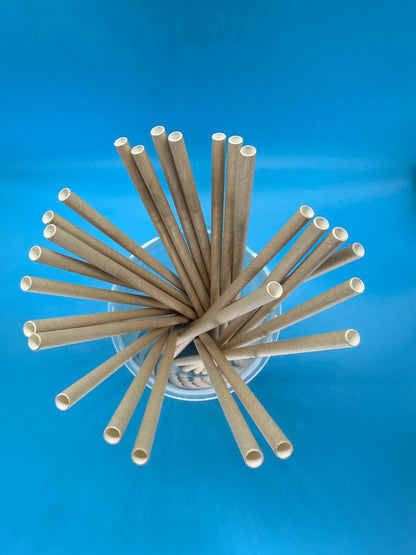 6*197mm Green Bull Straw - Natural Harmony: Eco-Friendly Kraft Paper Straw Set a 100 Straws
